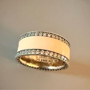 Pandora Ale Sterling Silver Enamel CZ Ring Size 6